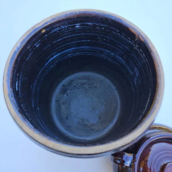 Vintage Brown Painted Stoneware Open Crock - Picture 4 of 5